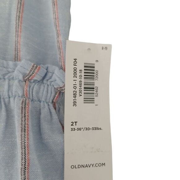 Old Navy Gap Dress Toddler Girls Fit & Flare Puff Sleeve Striped Red & Blue - Picture 6 of 10